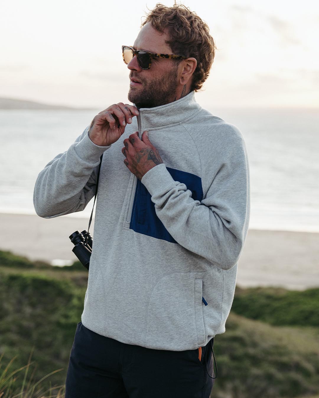 Offgrid 1/4 Zip Sweatshirt - Grey Marl - Lifestyle
