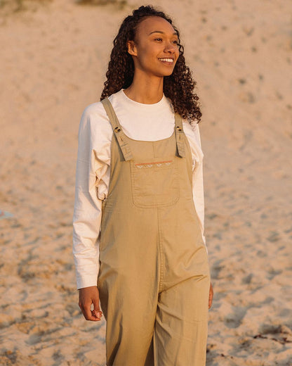 Faye Organic Cotton Dungarees - Biscuit - Lifestyle