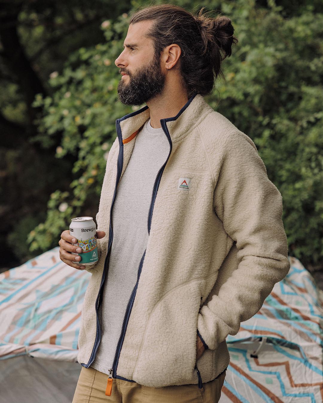 Tripper Full Zip Sherpa Fleece - Oatmeal - Lifestyle