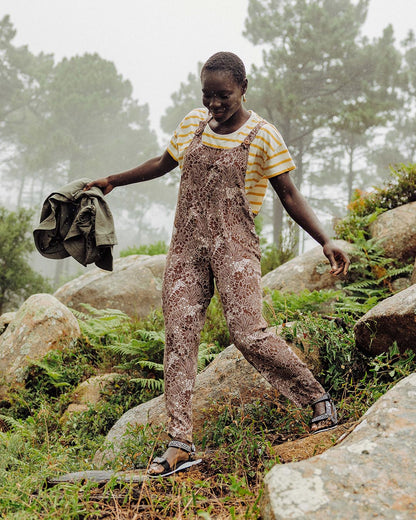 Serenity Dungarees - Chestnut Floral Pattern - Lifestyle