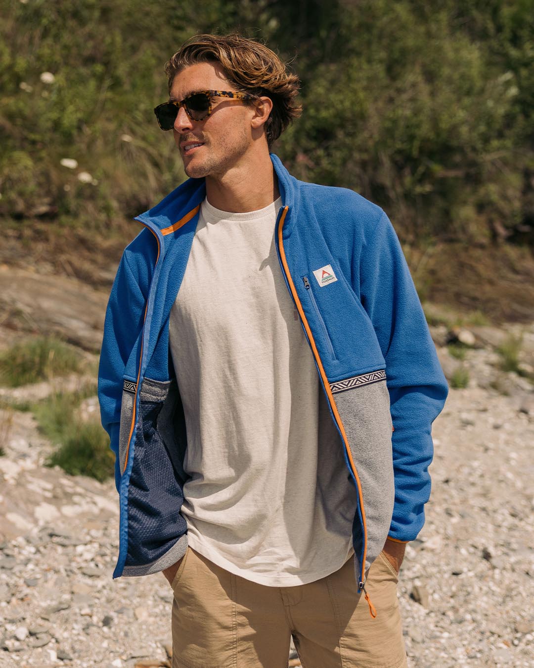 Ridge Full Zip Polar Fleece - True Blue/Grey Marl - Lifestyle