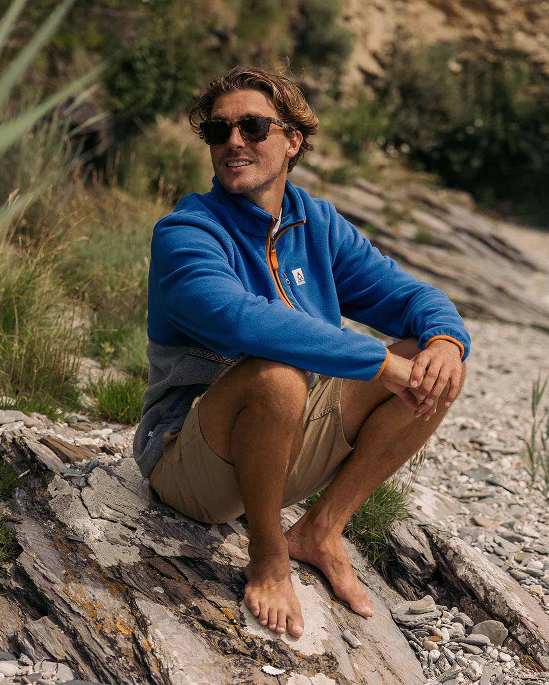 Ridge Full Zip Polar Fleece - True Blue/Grey Marl - Lifestyle