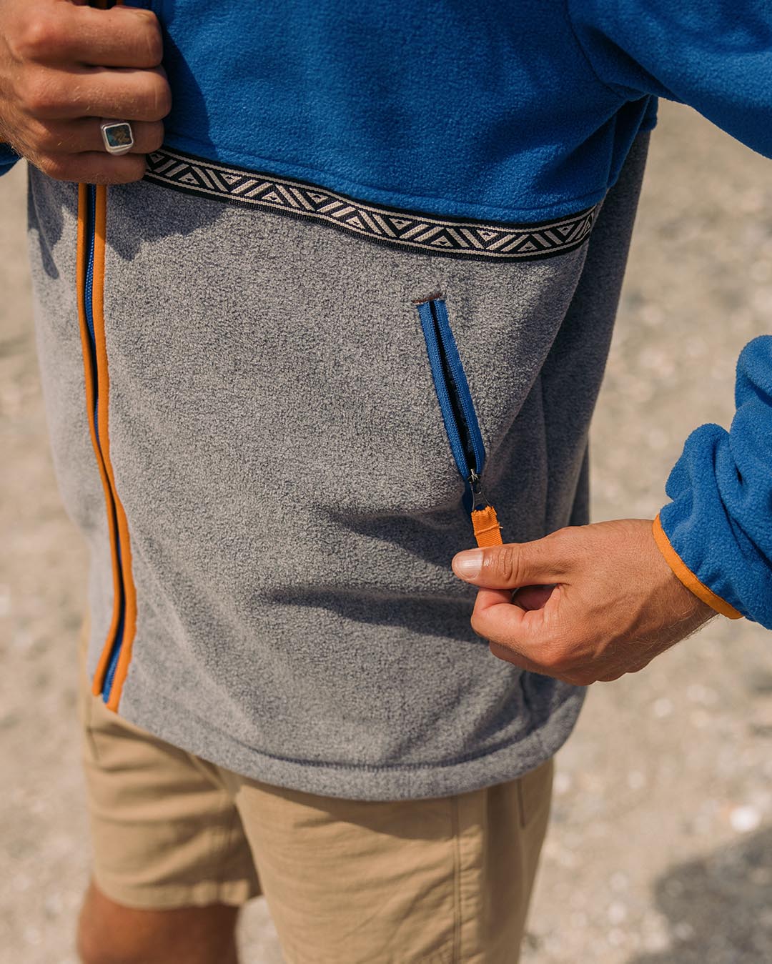 Ridge Full Zip Polar Fleece - True Blue/Grey Marl - Lifestyle