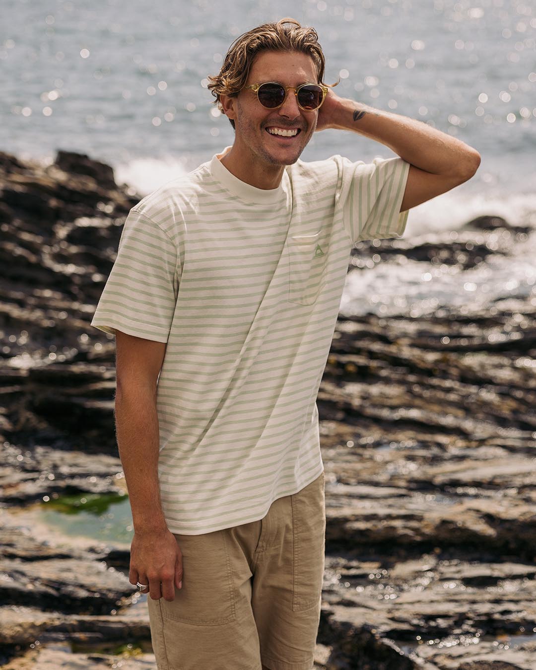 Zen Relaxed Fit T-Shirt - Apple Green Stripe - Lifestyle