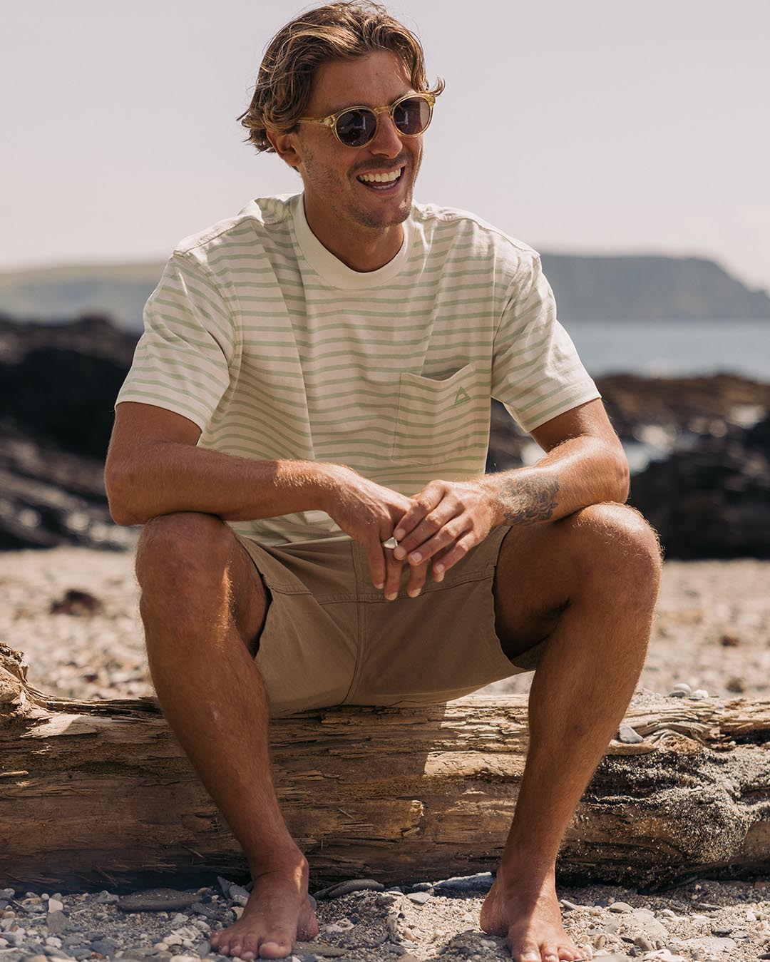 Zen Relaxed Fit T-Shirt - Apple Green Stripe - Lifestyle