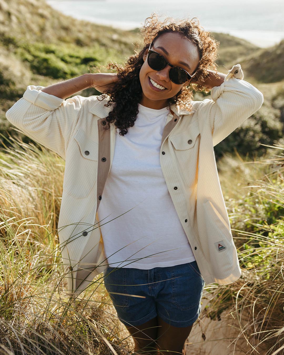 Iguazu Grid Polar Fleece Shirt - Birch - Lifestyle