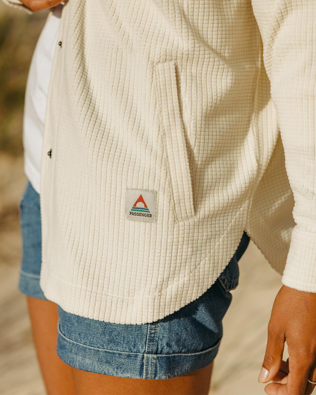 Iguazu Grid Polar Fleece Shirt - Birch - Lifestyle