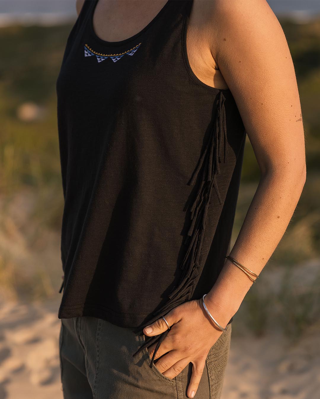 Poppy Tassel Vest - Black - Lifestyle