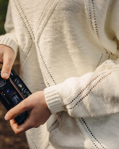 Palm Oversized Knitted Jumper - Off White - Lifestyle