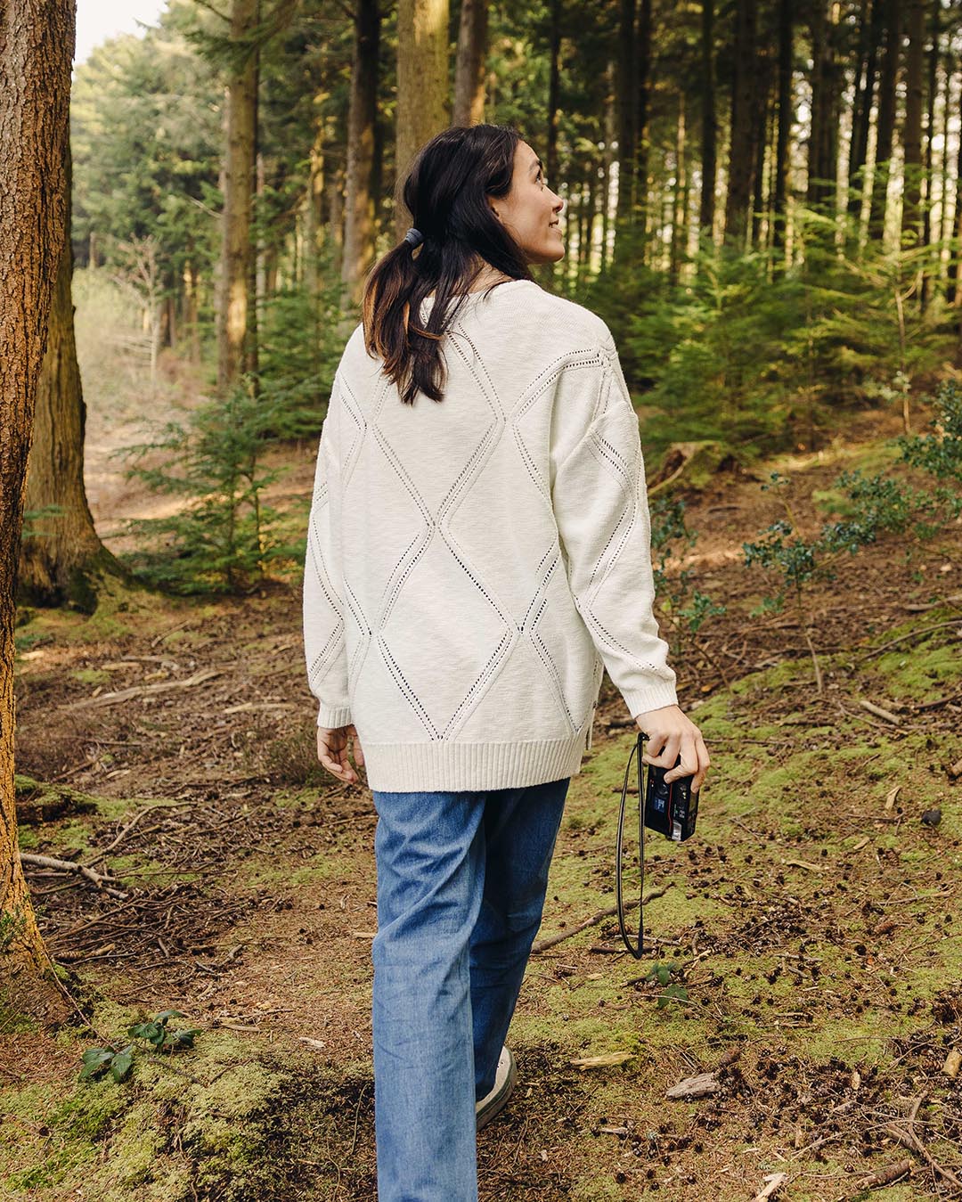 Palm Oversized Knitted Jumper - Off White - Lifestyle