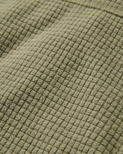 Point Grid Polar Fleece Hoodie - Dusty Olive - Flatlay