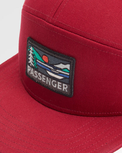 Roamer 7 Panel Cotton Trucker Cap - Wine - Flatlay