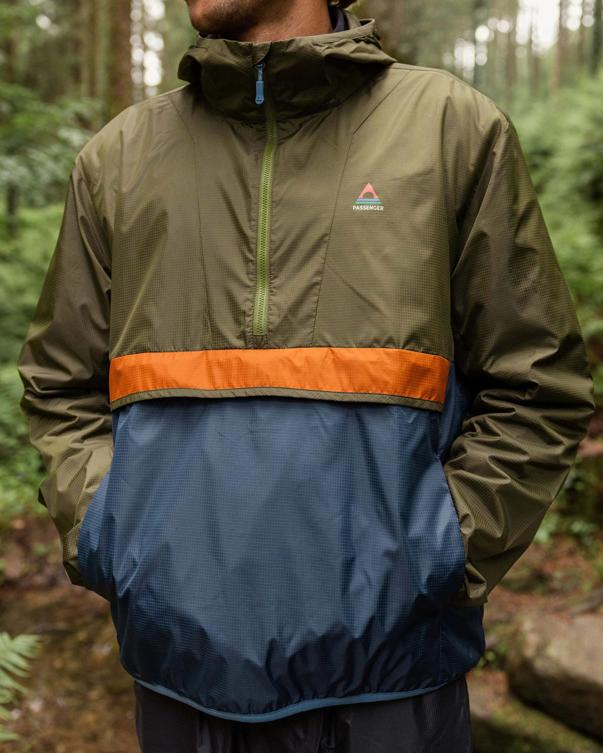 Gusto Windshell Anorak - Khaki/Dark Denim - Lifestyle