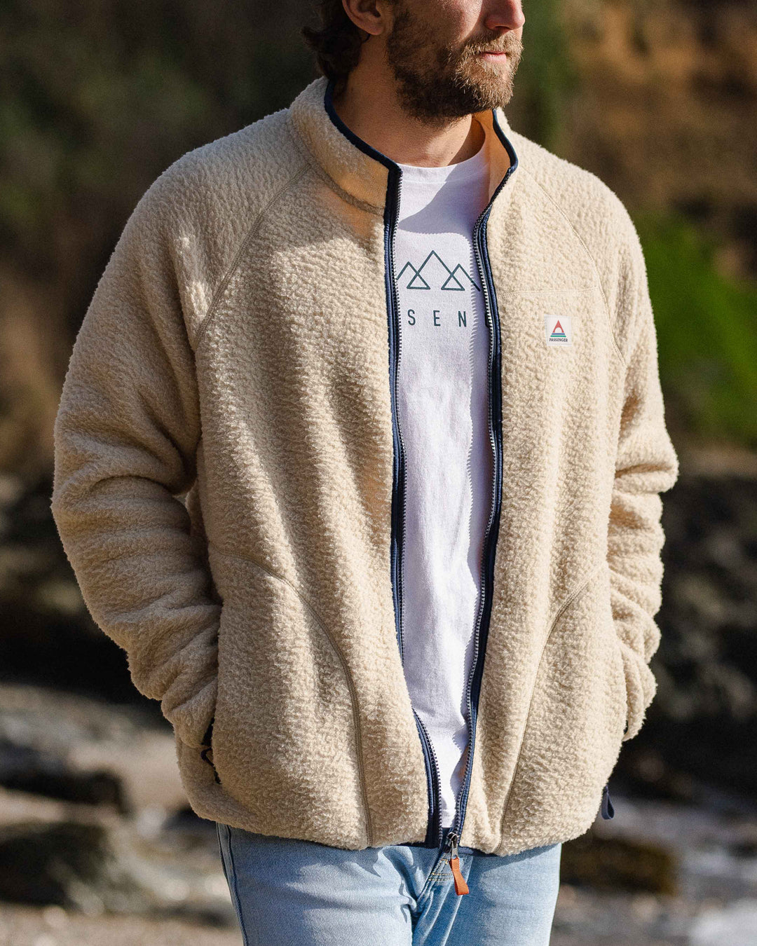 Tripper Full Zip Sherpa Fleece - Oatmeal - Lifestyle