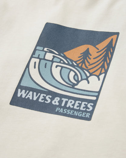Waves & Trees  Cotton T-Shirt - Birch - Flatlay