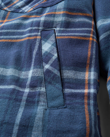 Stella LS Shirt - Rich Navy/Faded Denim Check - Flatlay