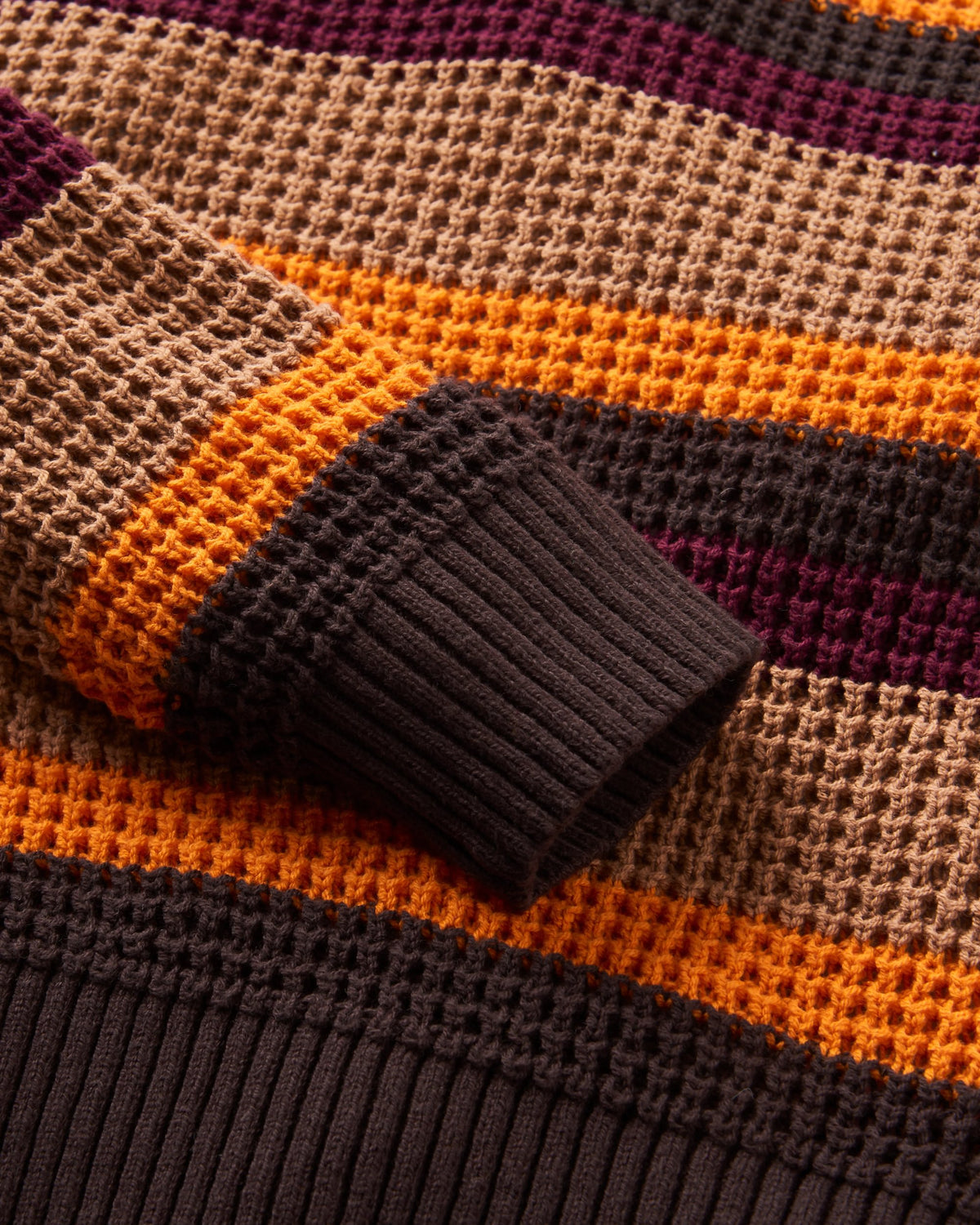 Reflection Stripey Jumper - Toffee Brown Multi Stripe - Flatlay