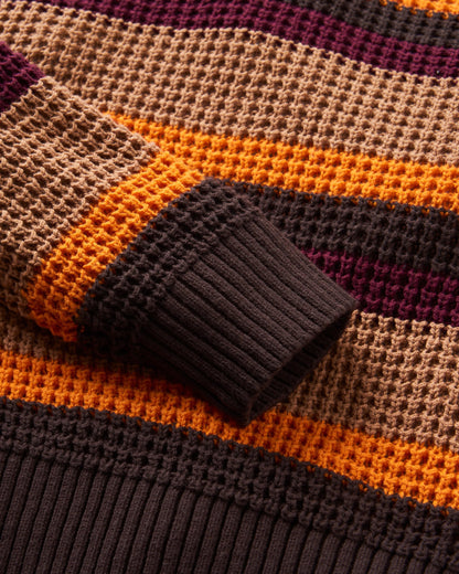 Reflection Stripey Jumper - Toffee Brown Multi Stripe - Flatlay