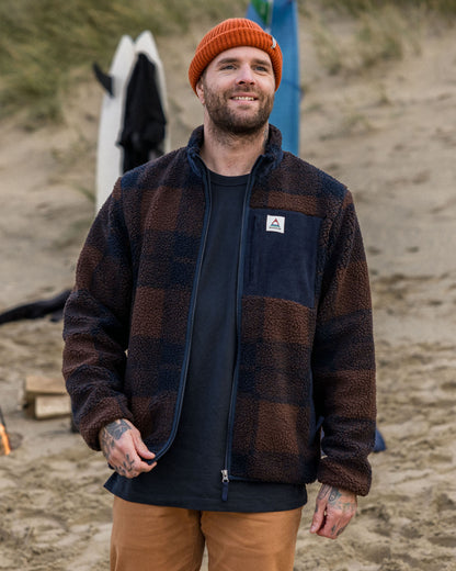 Trekker Deep-Pile Sherpa Fleece - Chestnut/Deep Navy Check - Lifestyle