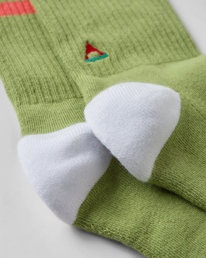 Classic Midweight Crew Socks - Pistachio - Flatlay