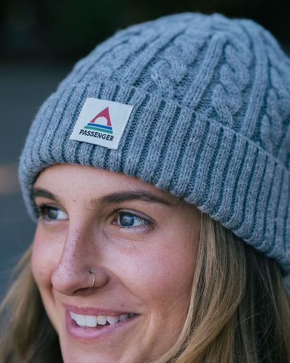 Fireside Cable Knit Beanie - Grey Marl - Lifestyle - Female