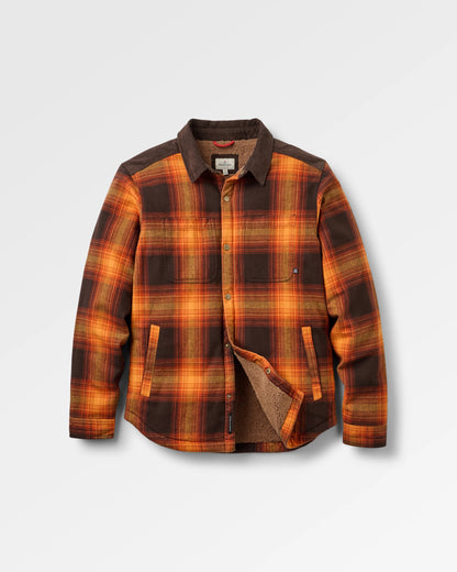 Kodiak Sherpa Lined Overshirt - Espresso Check - Flatlay