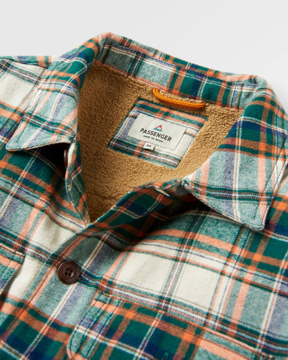 Freestyle Sherpa-Lined Overshirt - Birch/Rain Forest Check - Flatlay