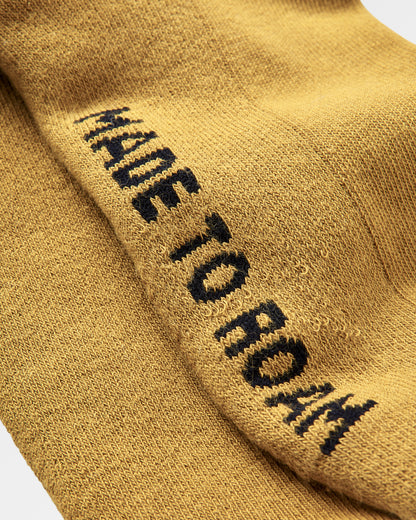 Classic Midweight Crew Socks - Mustard Yellow - Flatlay