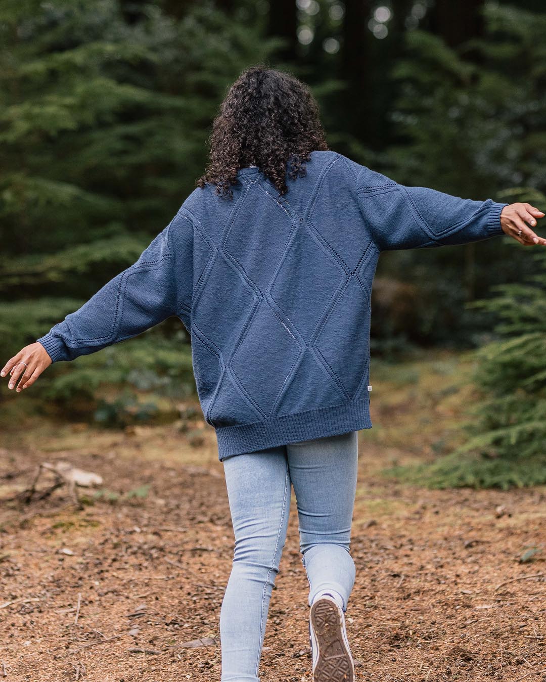 Palm Oversized Knitted Jumper - Dark Denim - Lifestyle