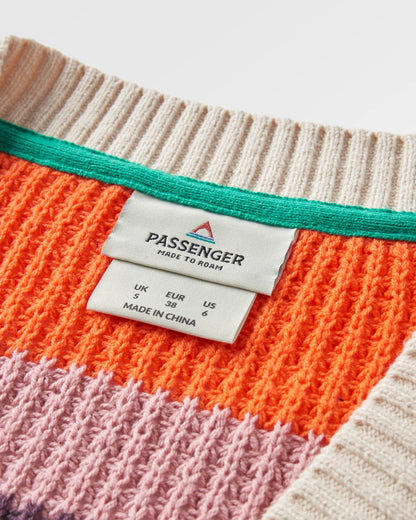 Reflection Open Knit Stripey Cardigan - Multi Vintage White Stripe - Flatlay