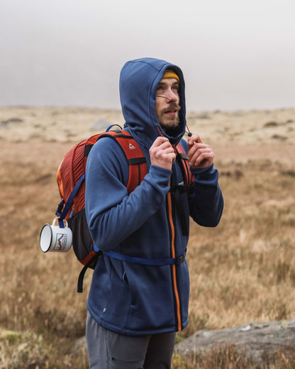 Vertical Full Zip Hooded Fleece - Dark Denim - Lifestyle