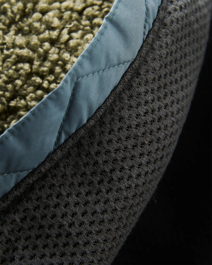 Joy Full Zip Lined Hooded Sherpa Fleece - Dusty Olive - Flatlay