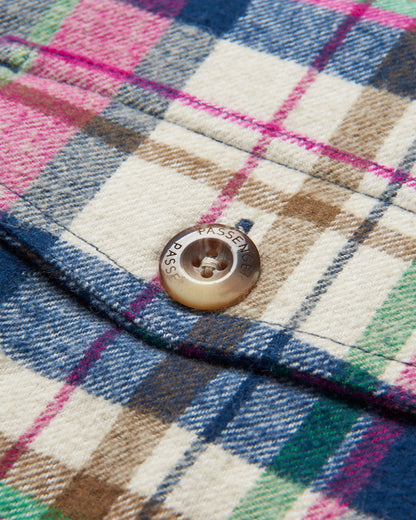 Rustic Cotton Heavyweight Overshirt - Off White Check - Flatlay