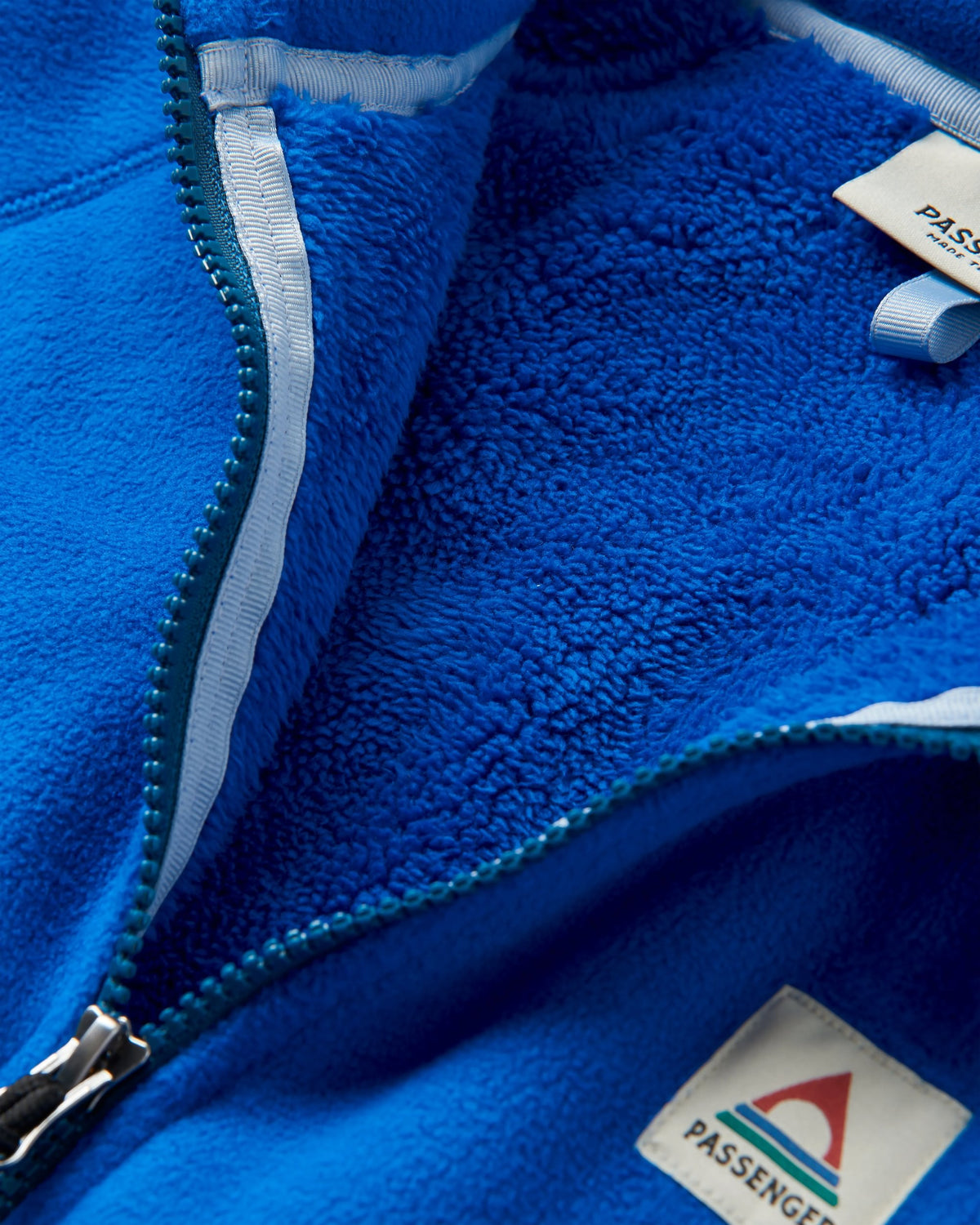 Folksy Sherpa Fleece - Azure Blue - Flatlay