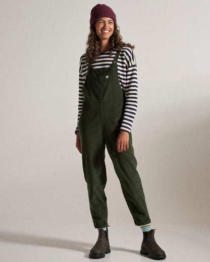 Meadows Cotton Cord Dungarees - Fir Tree - Studio Model