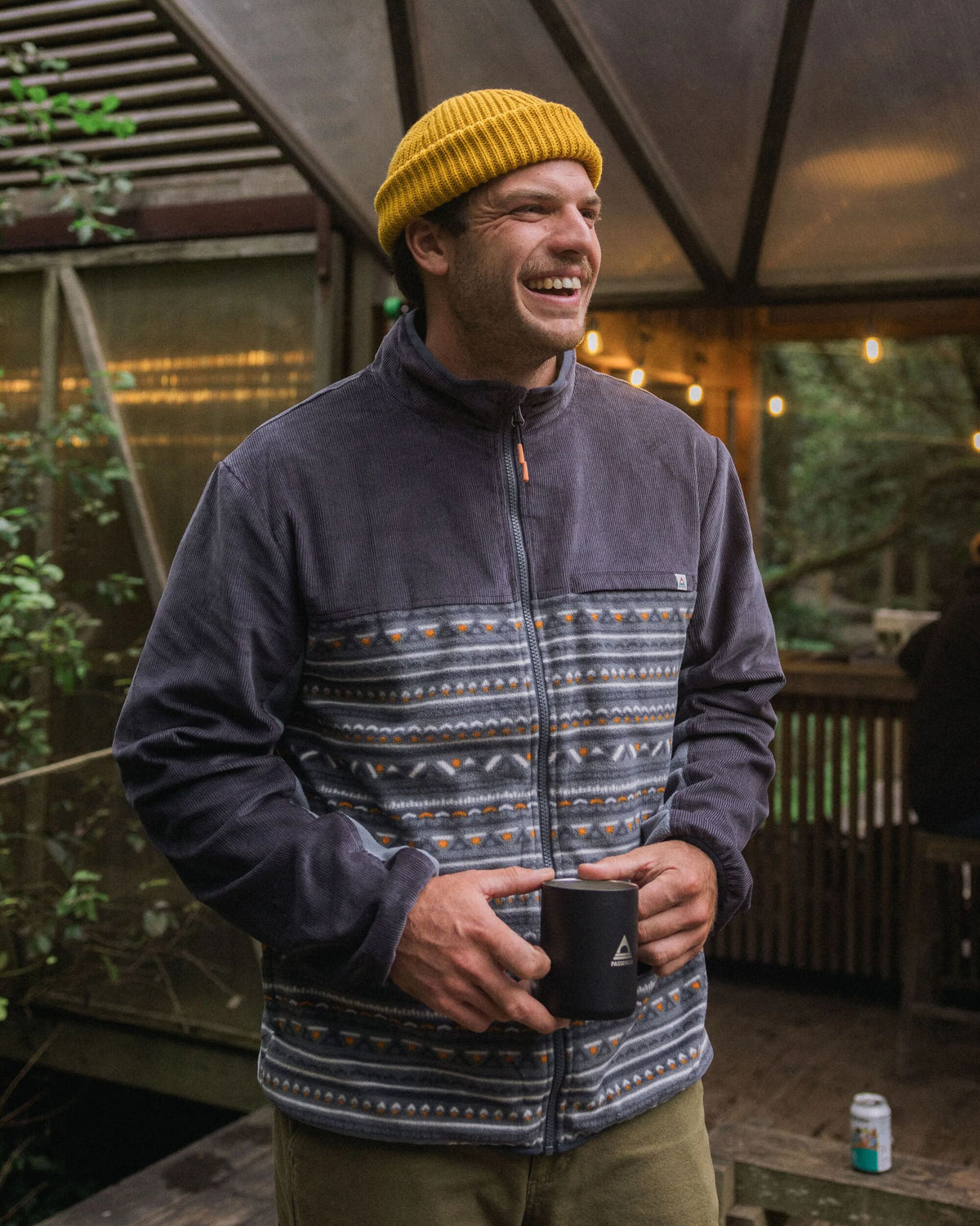 Somewhere Fleece - Geo Tracks Charcoal - Lifestyle