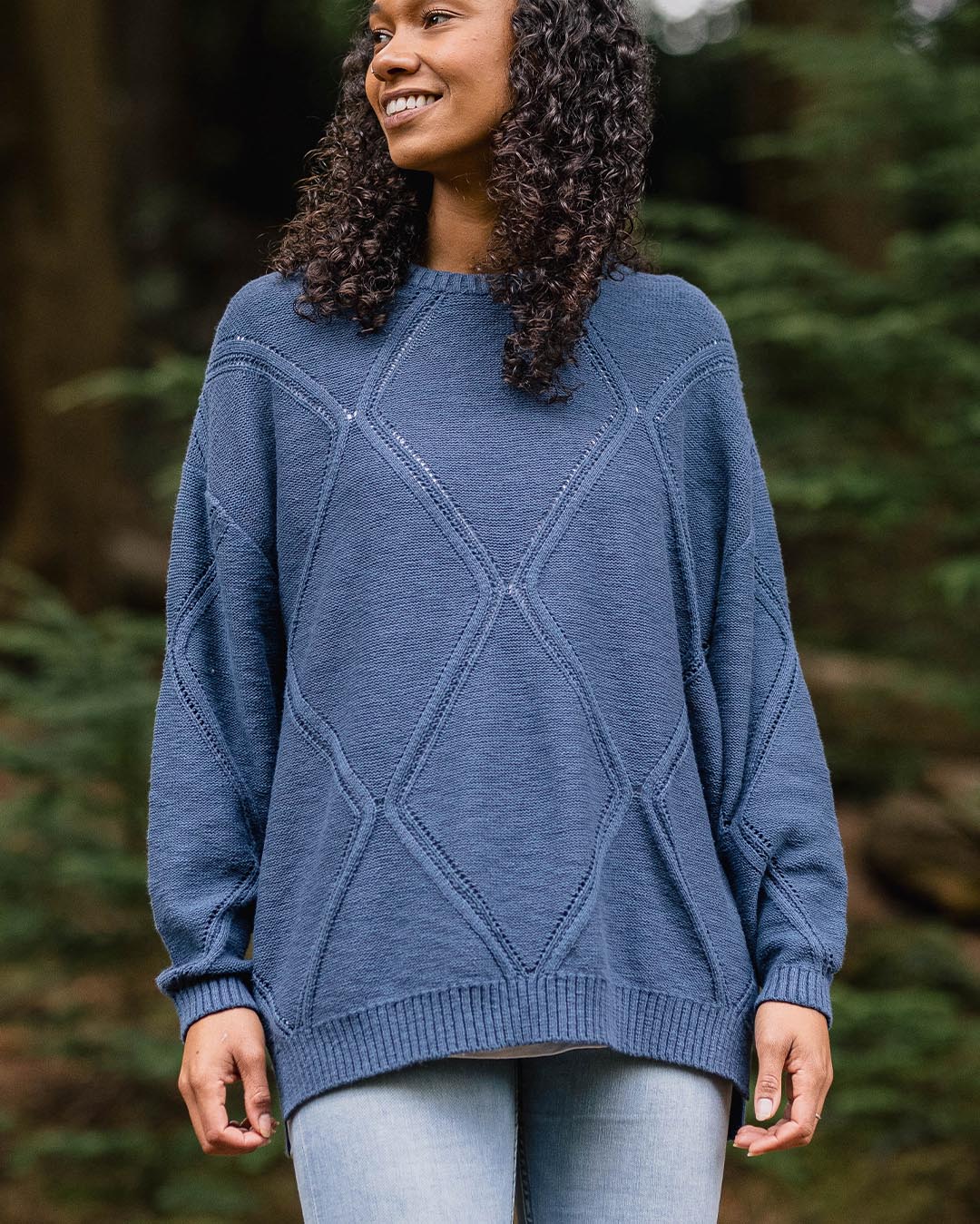 Palm Oversized Knitted Jumper - Dark Denim - Lifestyle