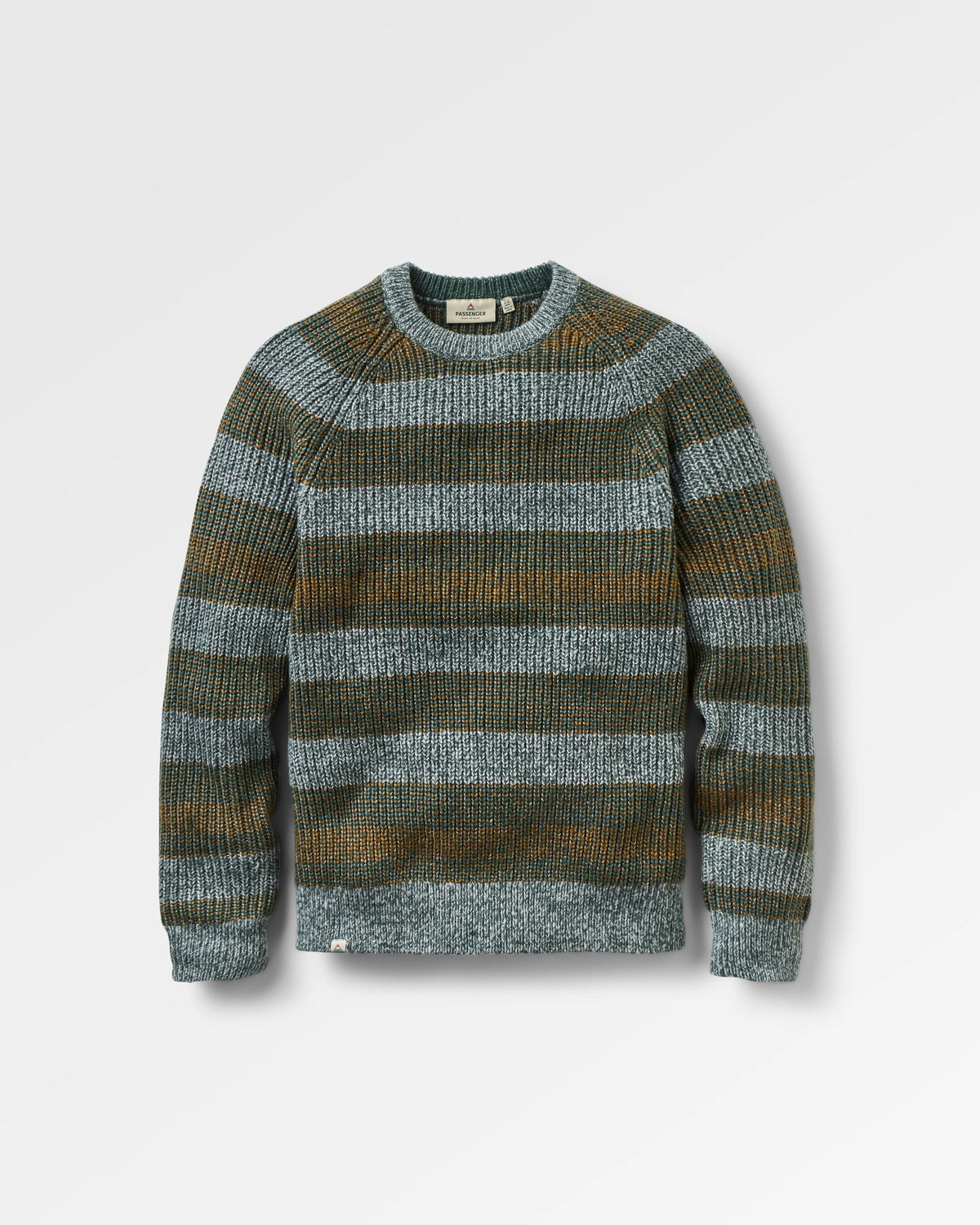 Fog Knitted Jumper - Faded Denim Multi Stripe - Flatlay