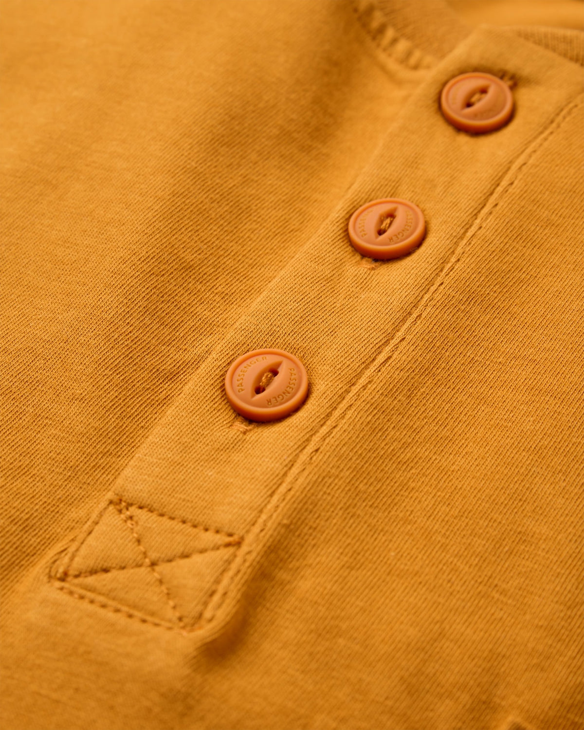 Heritage Relaxed Fit Henley T-Shirt - Retro Orange - Flatlay