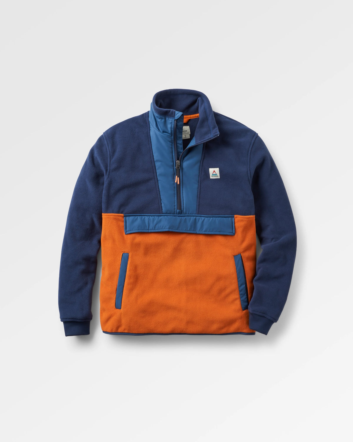 Woodland Hoodless Polar Fleece - Rich Navy/Sunset Orange - Flatlay