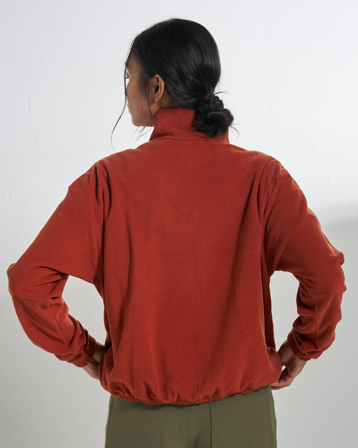 Ayla Micro Polartec® 1/4 Zip Fleece - Dark Rust - Studio Model