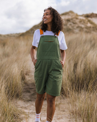 Shuffle Light Cotton Short Dungarees - Wild Green - Lifestyle