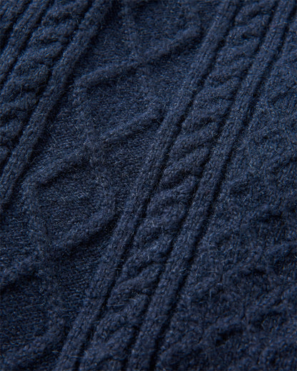 Sandbar Cable Knitted Jumper - Rich Navy - Flatlay