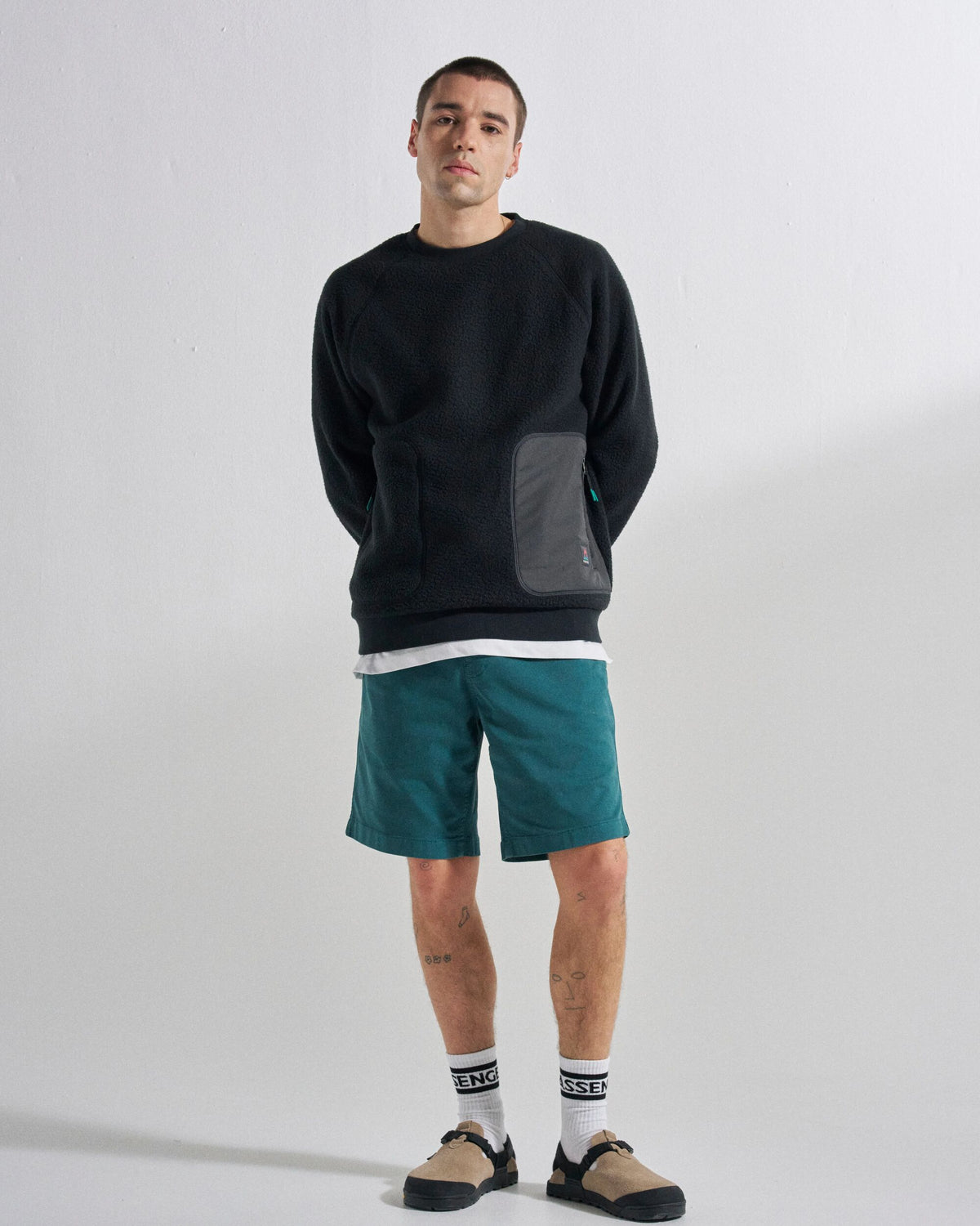 Offgrid Sherpa Crew Fleece - Black - Studio Model