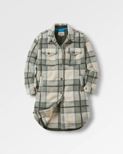 Cloudy Sherpa Fleece Shirt - Pistachio Check - Flatlay