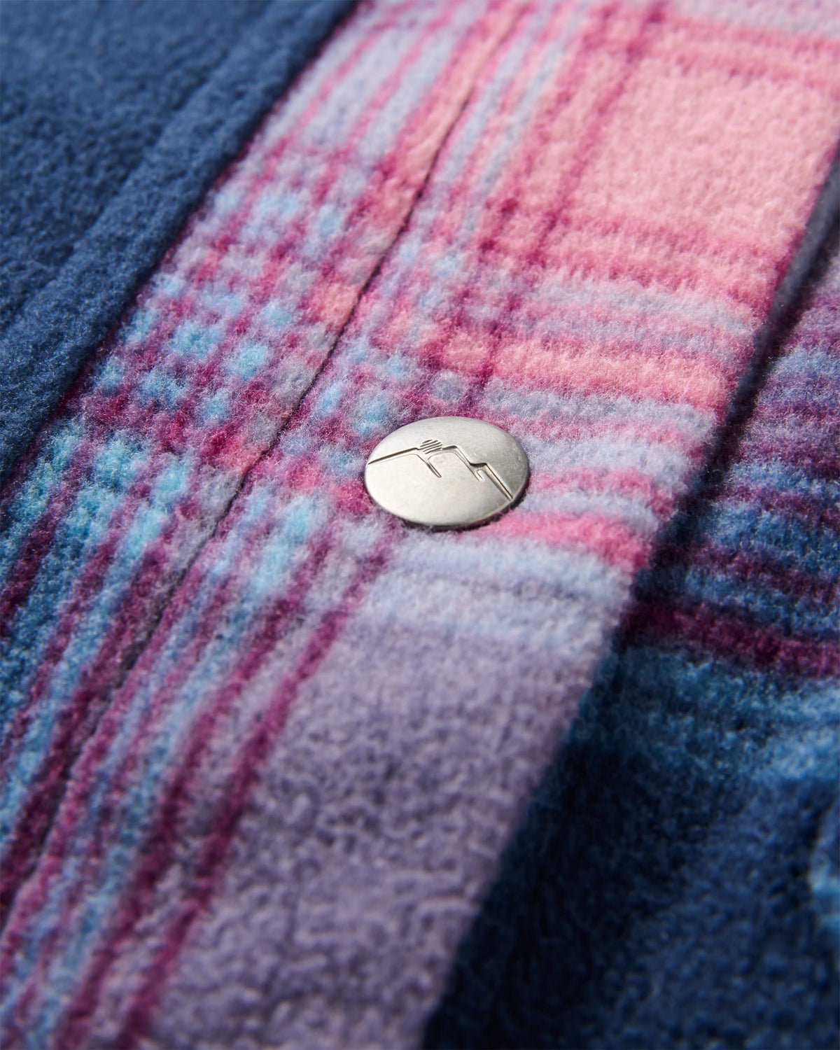East Polar Fleece Shirt - Rich Navy/Pink Haze Check - Flatlay