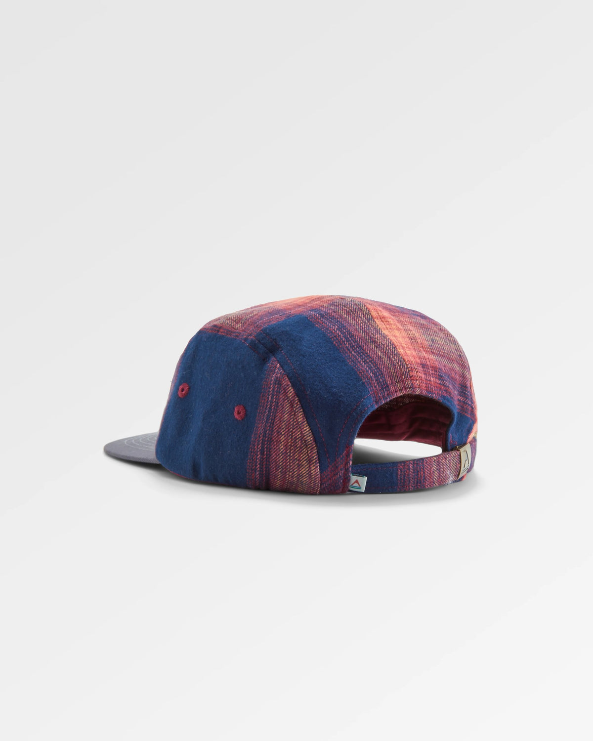 Fixie Flannel 5 Panel Cap - Rich Navy/ Red Ochre Check - Flatlay