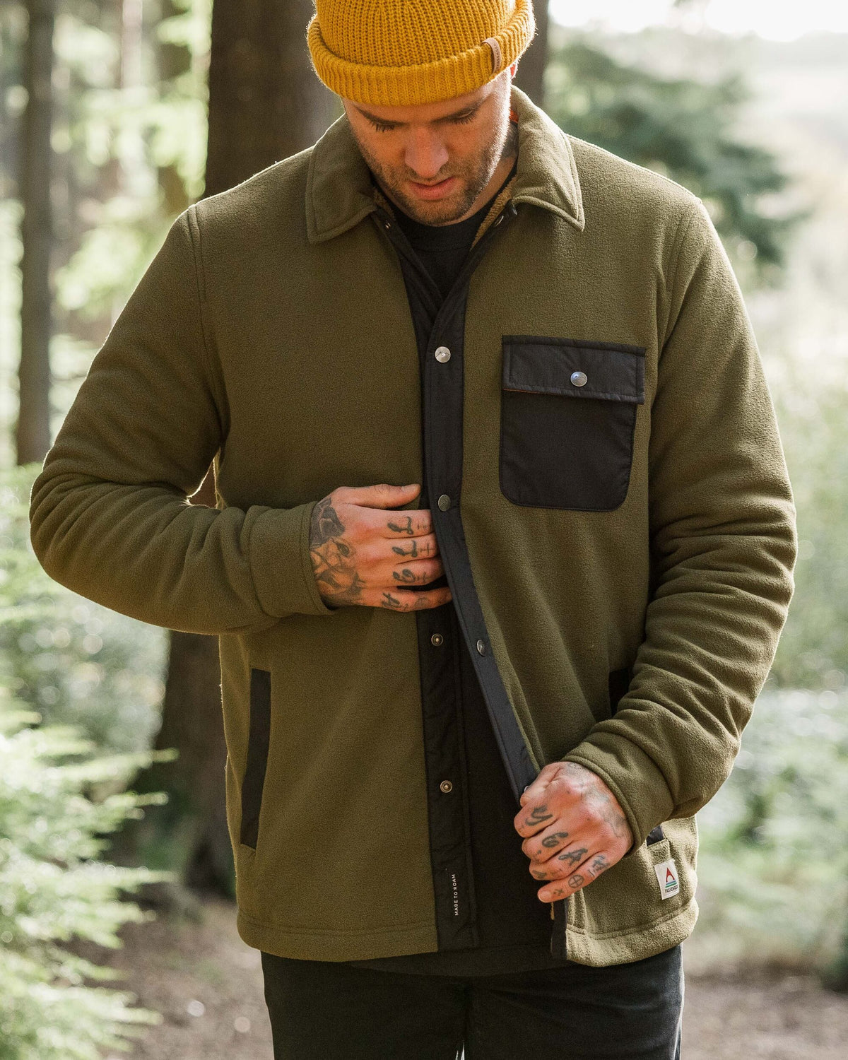 Firelight Sherpa Lined Overshirt - Khaki - Lifestyle