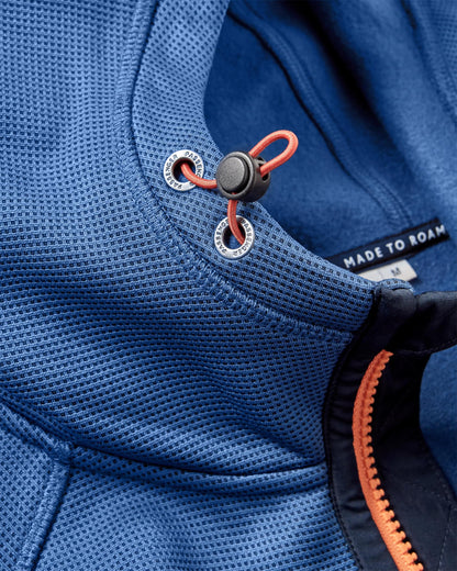Vertical Full Zip Hooded Fleece - Dark Denim - Flatlay