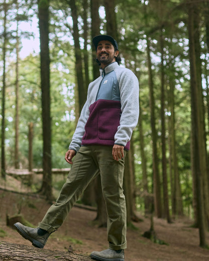 Offgrid 1/2 Zip Sherpa Fleece - Grey Marl/Fig - Lifestyle